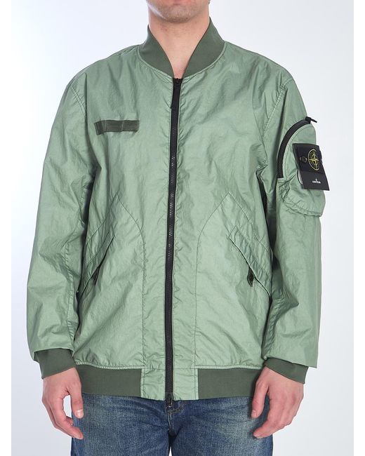 Stone Island Green 3L Tc Membrane Bomber Jacket