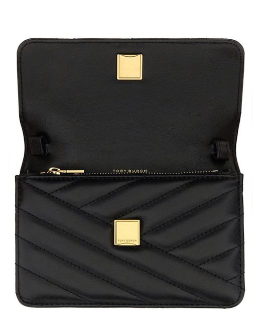 Tory Burch Black Mini Wallet With Chain And Top Handle "Kira"