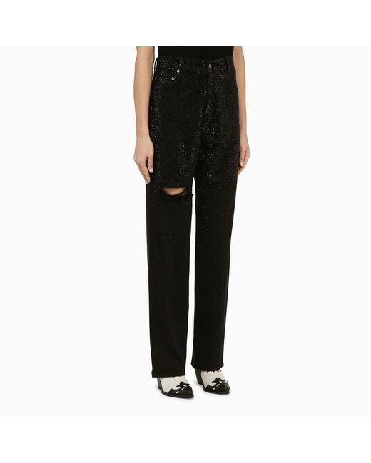 Golden Goose Deluxe Brand Black Denim Trousers With Crystals