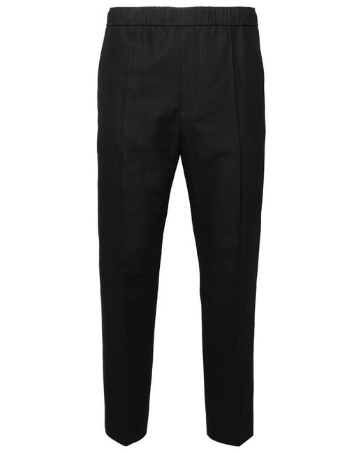 Lanvin Black Linen Blend Trousers for men