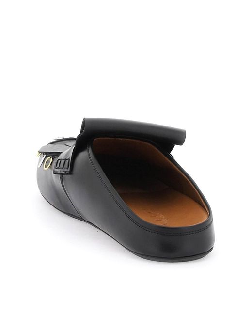 Marni Black Leather Clogs With Bangs And Piercings for men