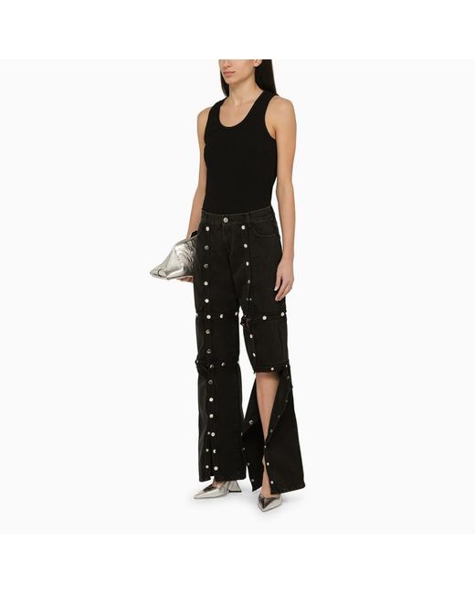 The Attico Black Baggy Jeans With Studs