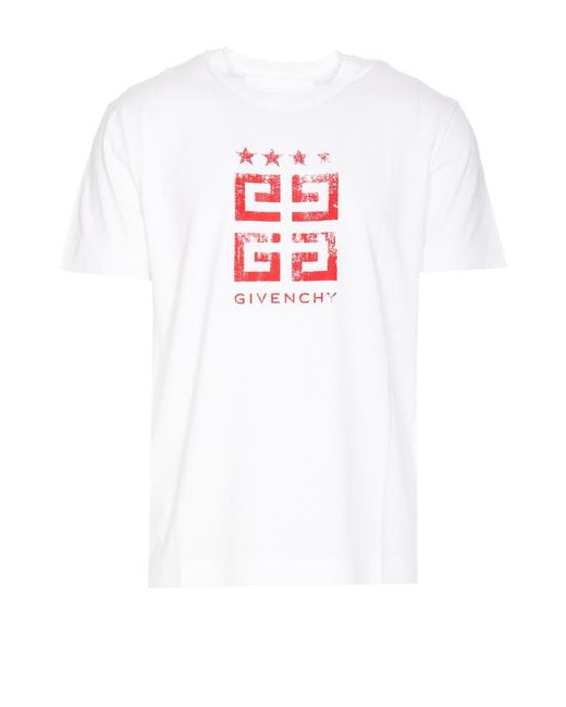 Givenchy White 4G Stars T-Shirt for men