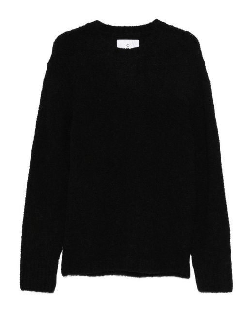 Seven Gauge Black Crewneck Sweater In Wool for men
