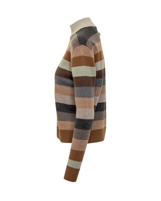 Tory Burch Multicolor Striped Sweater With High Neck