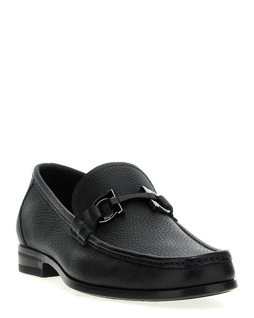 Ferragamo Black Gancini Loafers for men