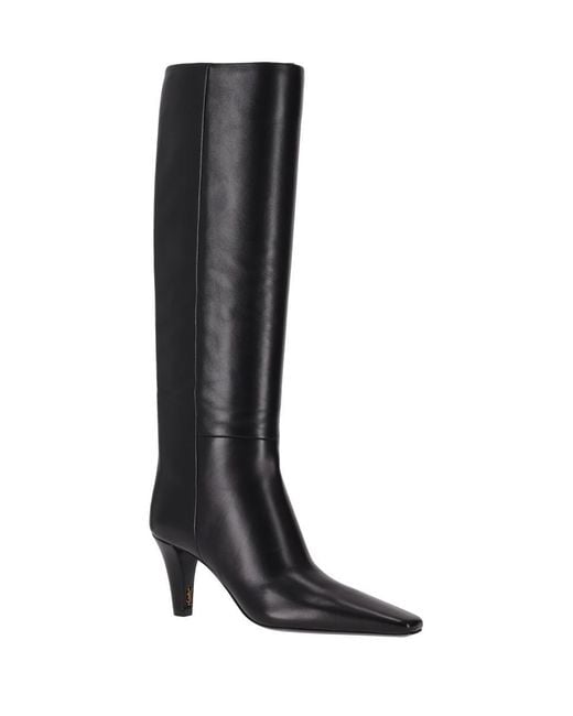Saint Laurent Black Jill 75 Boot Nappa Piano/Lt B