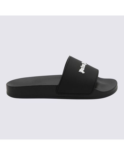 Palm Angels Black And White Rubber Slides