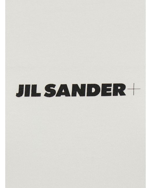 Jil Sander White Long Sleeve T-Shirt With Contrasting Logo Print