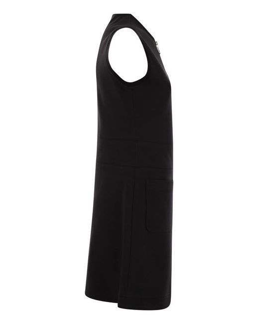 Moncler Black Sleeveless Cotton-blend Dress