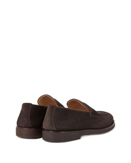 Brunello Cucinelli Brown Suede Leather Loafers for men