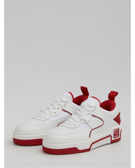 Christian Louboutin White Astroloubi Studded Leather Low-top Trainers