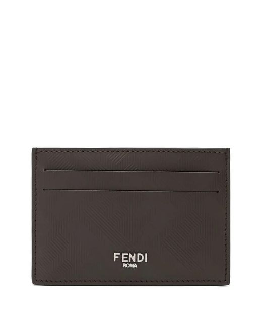 Fendi Gray Shadow Slim Cardholder Accessories for men