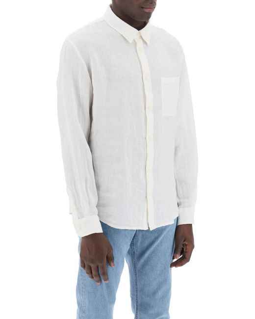 A.P.C. White Linen Cassel Shirt For for men