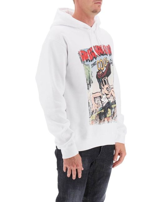 DSquared² White Hoodie With Graphic Print for men