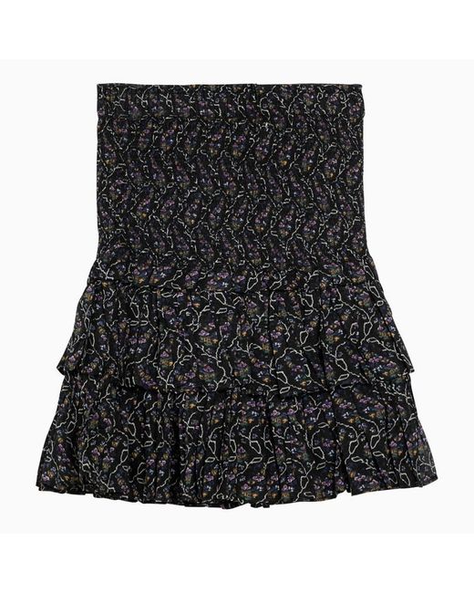 Isabel Marant Black Miniskirt With Multicolour Print