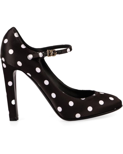 Dolce & Gabbana Black Bianca Polka-Dot Satin Pumps