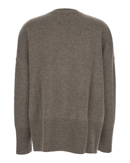 Lisa Yang Gray 'Mila' Sweater With Ribbed Trim