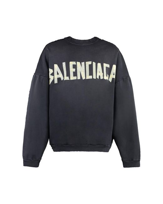 Balenciaga Blue Cotton Crew-Neck Sweatshirt for men