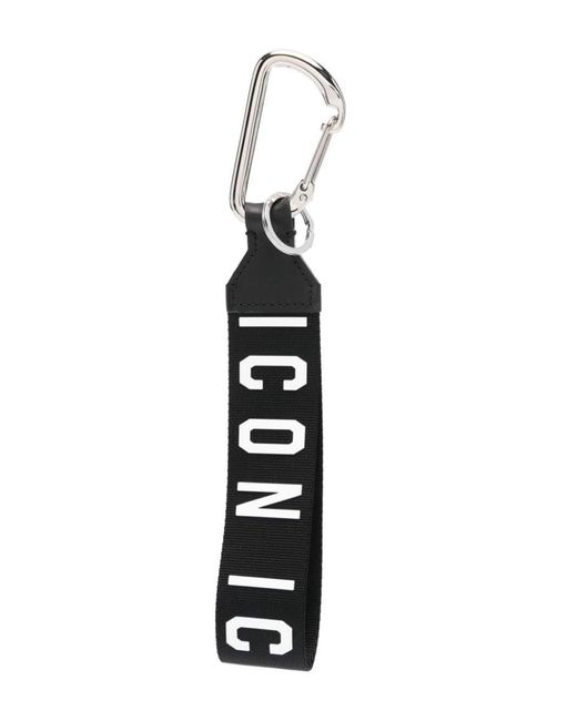 DSquared² White Be Icon Keyring for men