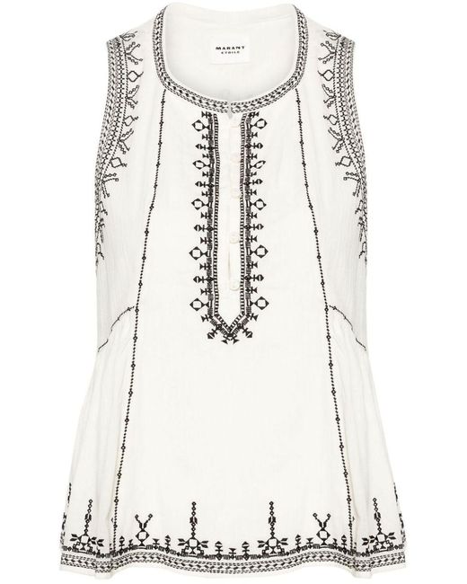 Isabel Marant White Embroidered Design Blouse