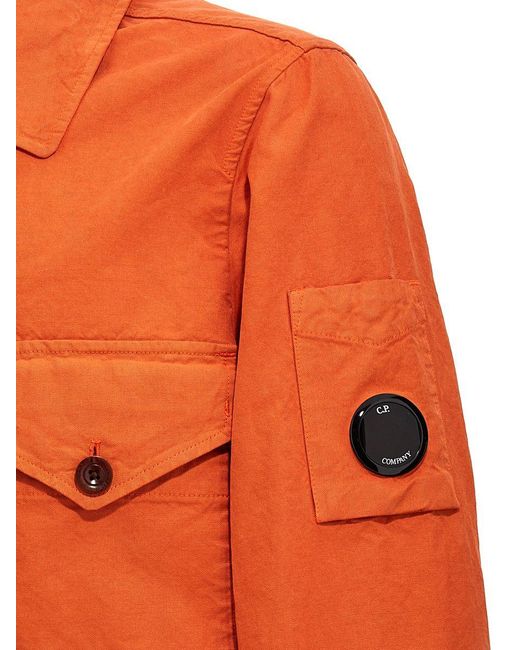 C P Company Orange Logo Badge Canvas Jacket Casual Jackets, Parka for men