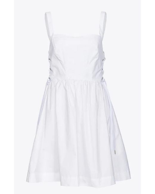 Pinko White Mini Dress With Side Lacing