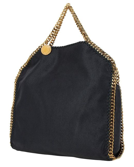 Stella McCartney Blue '3chain' Black Tote Bag With Logo Engraved On Charm In Faux Leather Woman