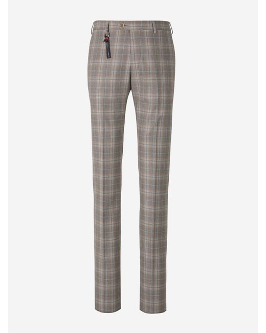 Marco Pescarolo Gray Formal Checked Trousers for men
