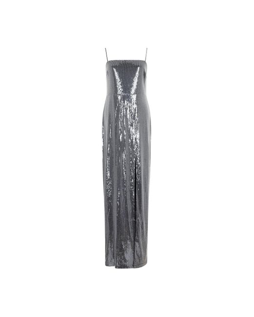 ROTATE BIRGER CHRISTENSEN Gray Sequin Maxi Slit Dress
