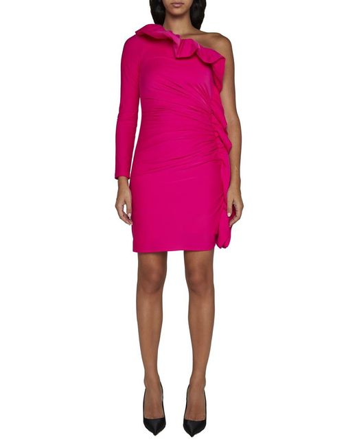 P.A.R.O.S.H. Pink Neutral One-shoulder Dress