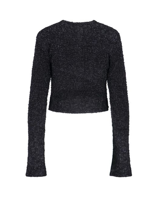 Balenciaga Black Cotton Blend Tweed Cropped Cardigan