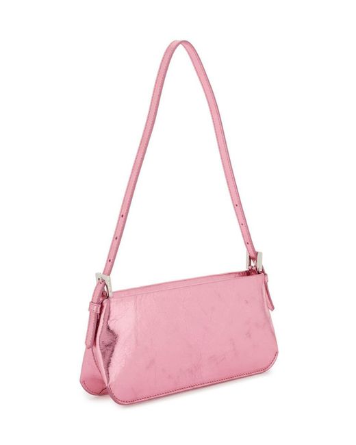 By Far Pink Metallic Leather 'dulce' Shoulder Bag