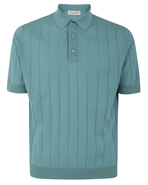 FILIPPO DE LAURENTIIS Blue Short Sleeves Ribbed Polo for men