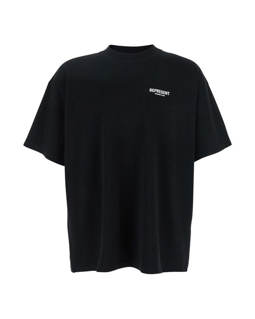 Represent Men's Black T-Shirt With Logo On The Front And Maxi Logo On The Back
