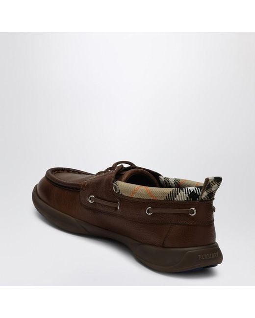 Burberry Brown Loafers With Check Trim for men
