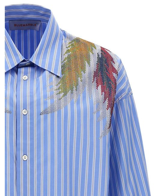 Bluemarble Blue 'Rhinestoned Stardust Stripe' Shirt for men