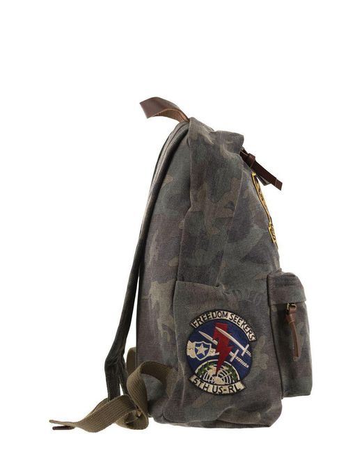 Polo Ralph Lauren Black Camouflage Canvas Backpack With Tiger for men