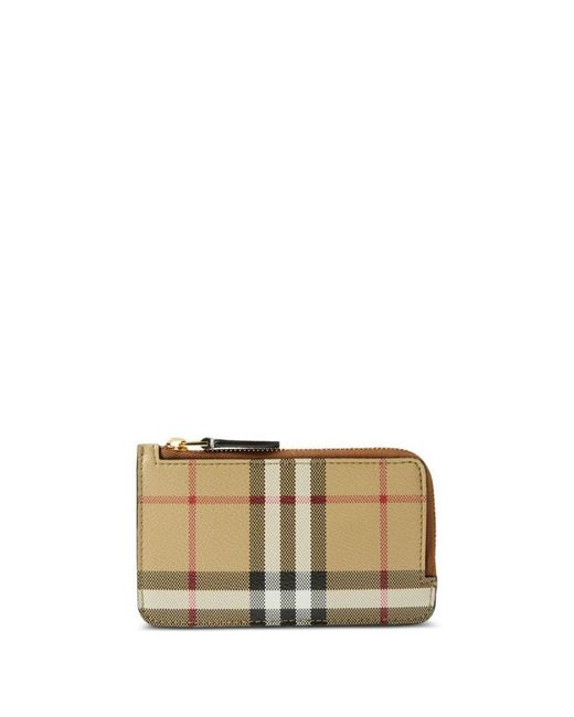 Burberry Natural Check Zip Card Case