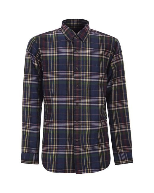 Polo Ralph Lauren Blue Custom-Fit Checked Oxford Shirt for men