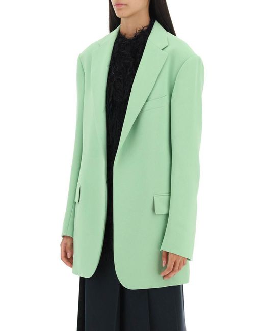 Dries Van Noten Green Oversized Buttonless Jacket