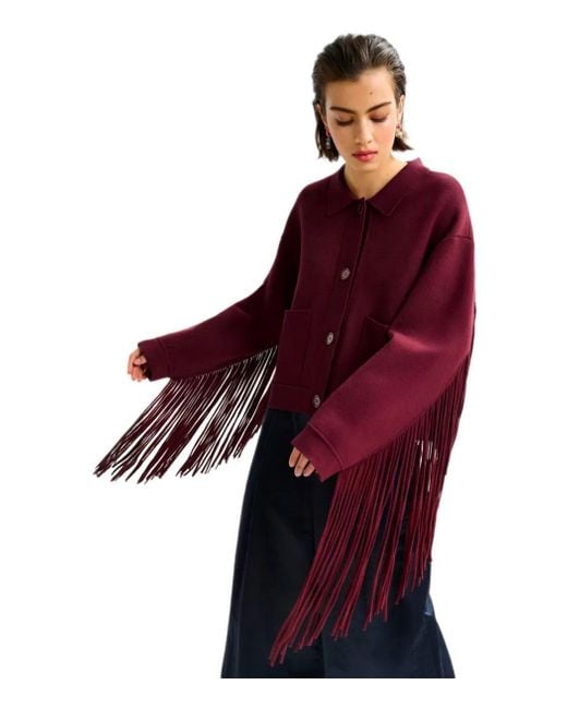 Essentiel Antwerp Red Istern Burgundy Cardigan