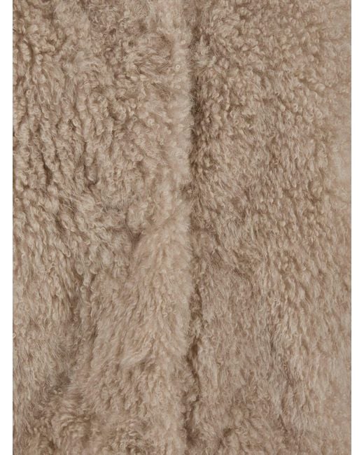 Yves Salomon Brown Fur Jacket With Spread Collar And Front Concealed Closure