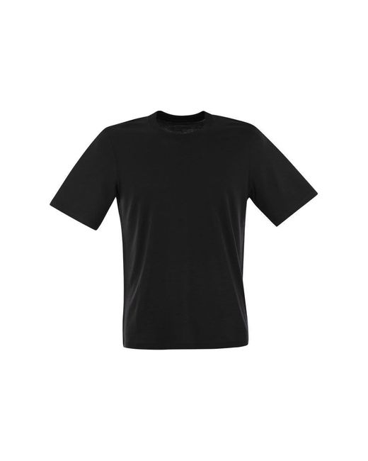 Majestic Filatures Black Short-sleeved T-shirt In Lyocell And Cotton for men