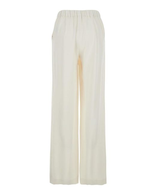 P.A.R.O.S.H. White Pants With Elastic Waist And Wide Leg