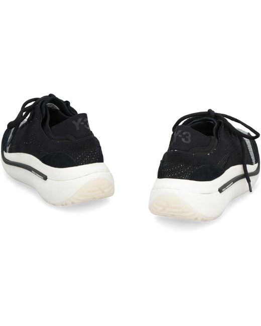 Y-3 Black Qisan Knitted Low-top Sneakers for men
