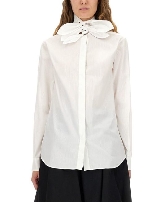 Moschino White Cotton Poplin Jacquard Shirt