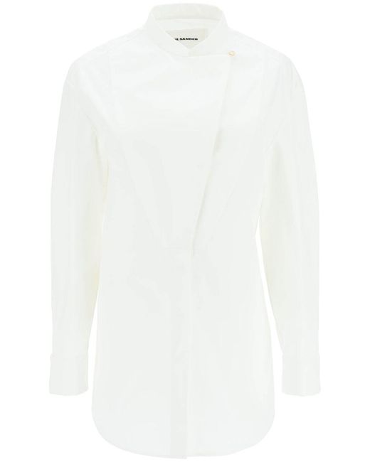 Jil Sander White Long-Sleeved Shirt With Plastron