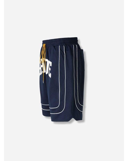 Rhude Blue Collegiate Logo Shorts for men