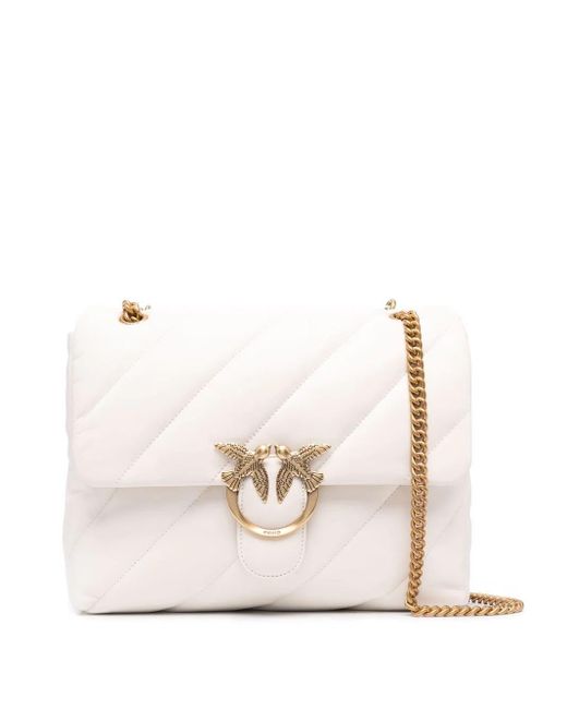 Pinko Leather Large Love Puff Quilted Shoulder Bag in Natural | Lyst